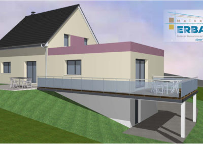 Vue 3D synthese maison et extension de maison dans la vallée de Munster
