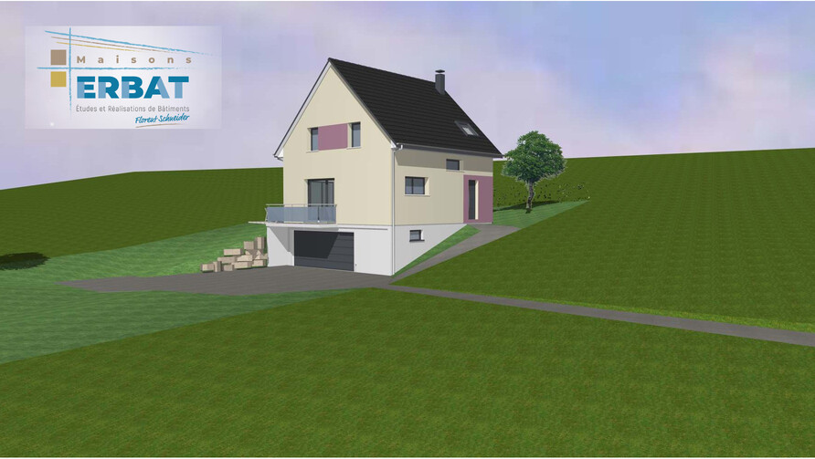 Vue 3D synthese maison et extension de maison dans la vallée de Munster