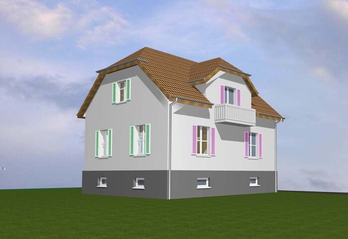 Plan 3D maison année 30 à Wuenheim - ERBAT