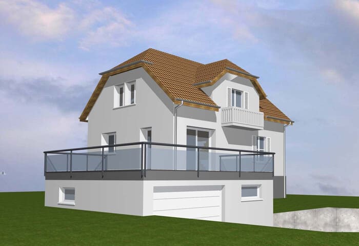 Plan avec extension maison année 30 Wuenheim - Maison Erbat
